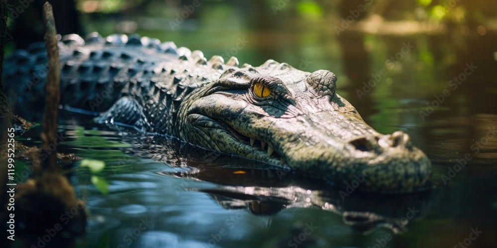 Reptile Wonder: A Stunning Aerial View of an Alligator Swimming in the Everglades National Park, Florida Reptile Wonder: A Stunning Aerial View of an Alligator Swimming in the Everglades National Park, Florida
