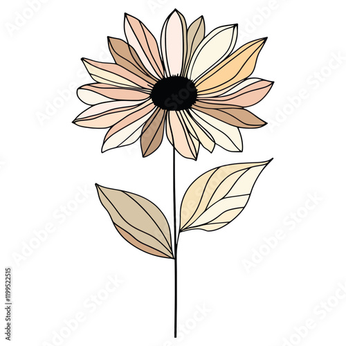 Sunflower drawing colors line vector