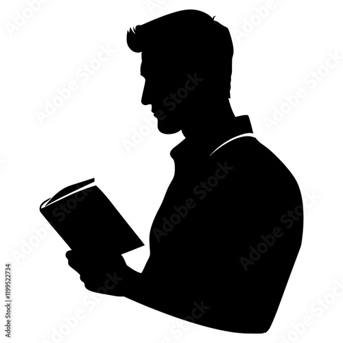 Man read book silhouette illustration literature stencil vector