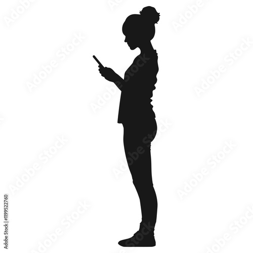 Woman use phone silhouette communication illustration smartphone vector