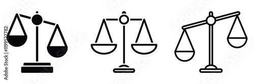 Vector illustration of scales icon. Justice scales icon set.