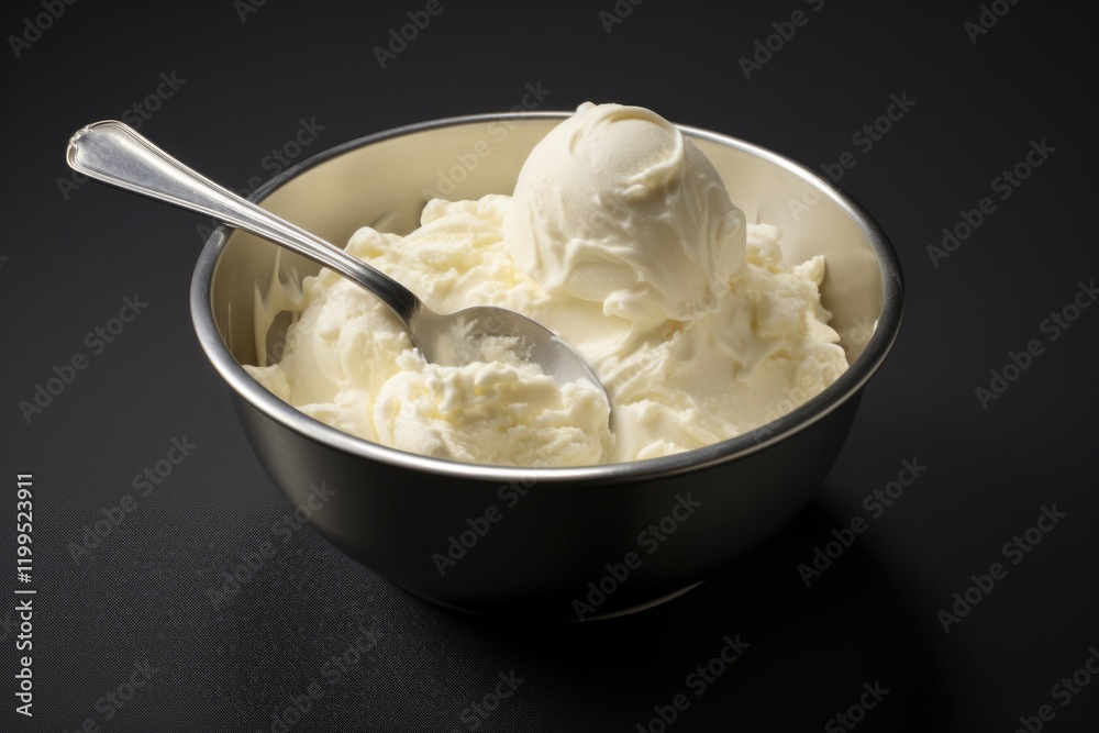 Satisfy Your Sweet Tooth with Delicious Vanilla Ice Cream Scoops - A Front View of Utensil Serving a Perfect Dessert Treat Satisfy Your Sweet Tooth with Delicious Vanilla Ice Cream Scoops - A Front View of Utensil Serving a Perfect Dessert Treat