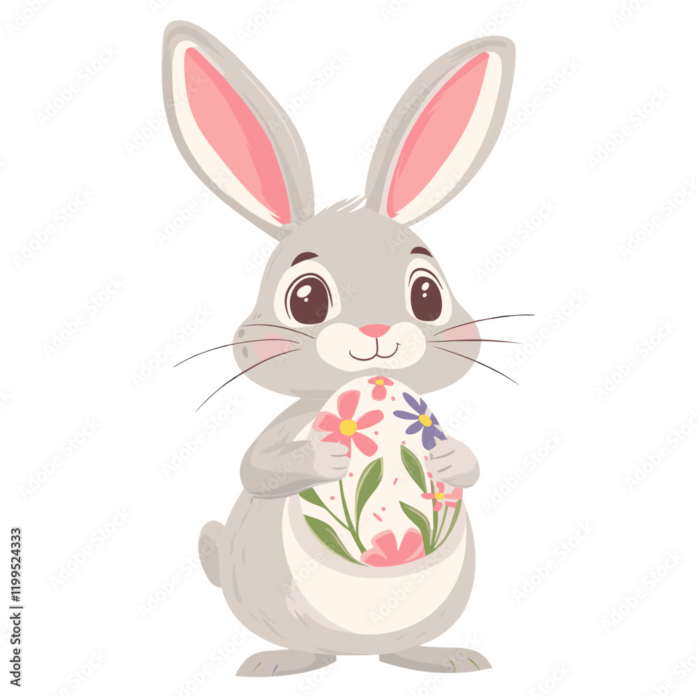 Obraz premium Rabbit holding easter egg illustration bunny art vector