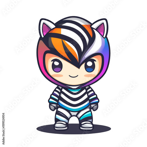 Cute zebra character digital art playful environment whimsical style cartoon viewpoint creative concept photo