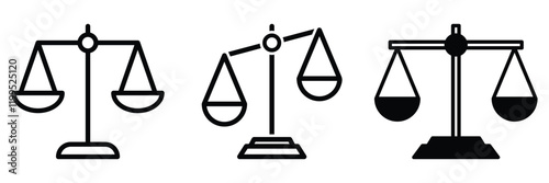 Scale of justice icon. Court justice symbol in vector. Outline scale icon. symbol of justice, law, and legal judgment EPS