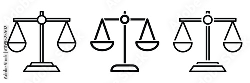 Scale of justice icon. Court justice symbol in vector. Outline scale icon. symbol of justice, law, and legal judgment EPS