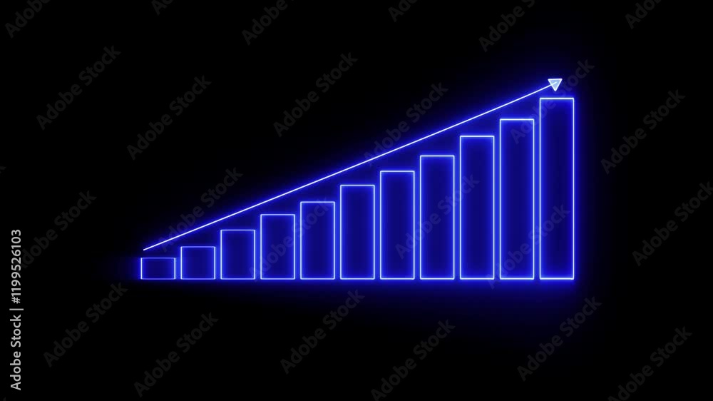 Neon business graph chart icon illustration on black background. Halftone hand draws sales graph. Modern collage design. Neon business graph chart icon illustration on black background. Halftone hand draws sales graph. Modern collage design.