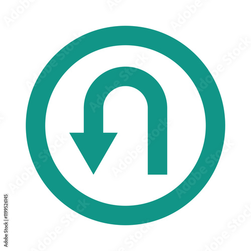 Vector go back return arrow icon, simple vector u turn shape pointer flat design pictogram vector elements for app ads web banner button ui ux interface elements isolated on white background.