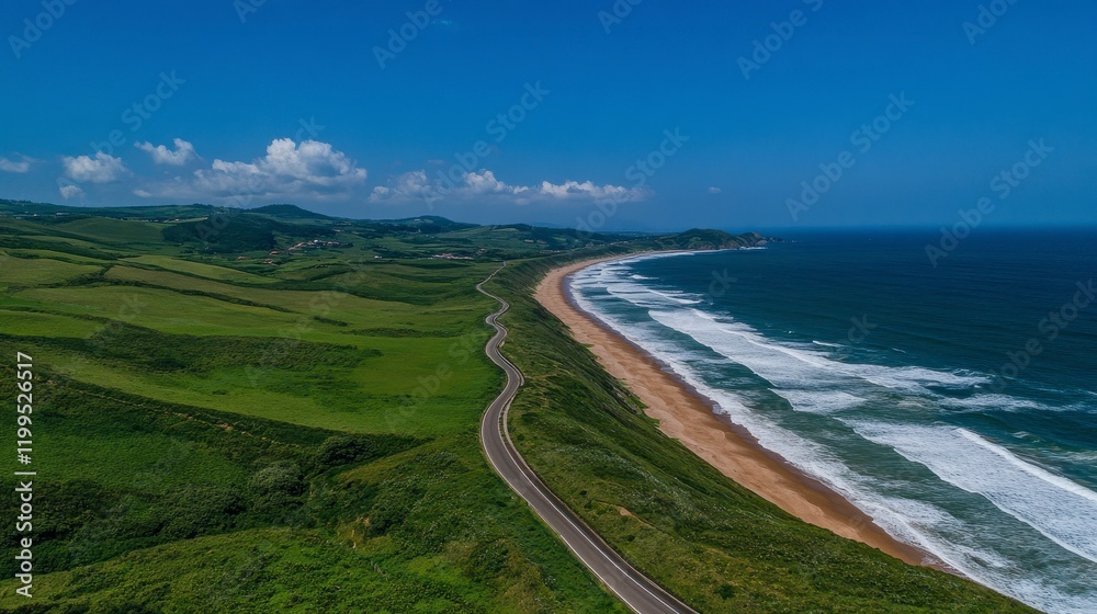 Scenic Coastal Road Along Beautiful Ocean and Rugged Landscape Scenic Coastal Road Along Beautiful Ocean and Rugged Landscape