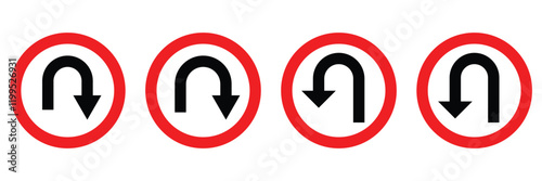 Simple vector u turn. Return arrow icon. Arrows showing road traffic.