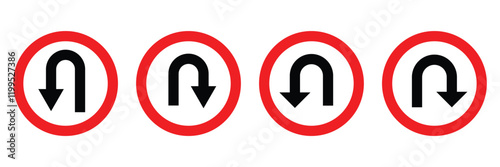 U turn arrow icon vector design in flat style.