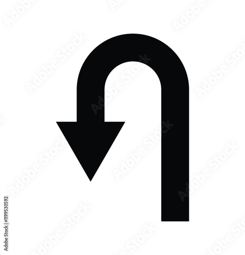 U turn arrow line icon. U turn arrow flat vector icon. U turn icon with on background vector illustration EPS 10