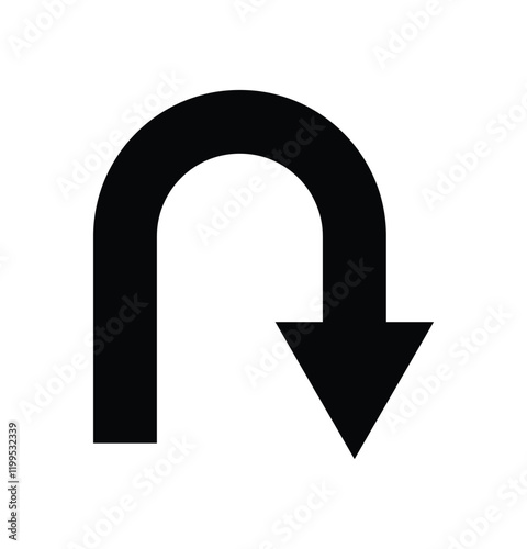 U turn arrow icon vector illustration isolated on white background.