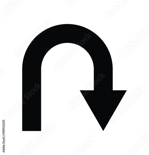 U turn arrow icon vector illustration isolated on white background.