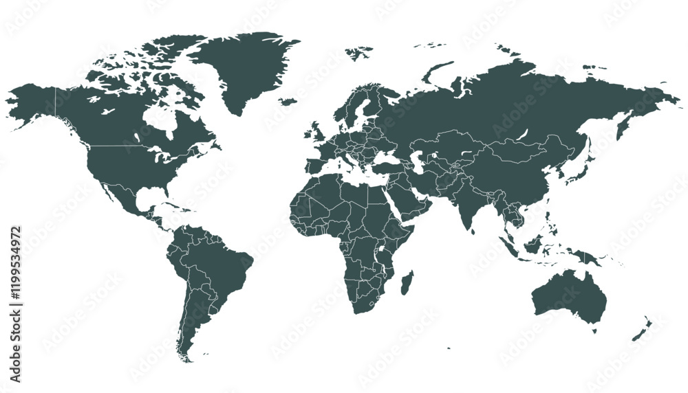 Obraz premium World map. Black modern vector map. Silhouette map.