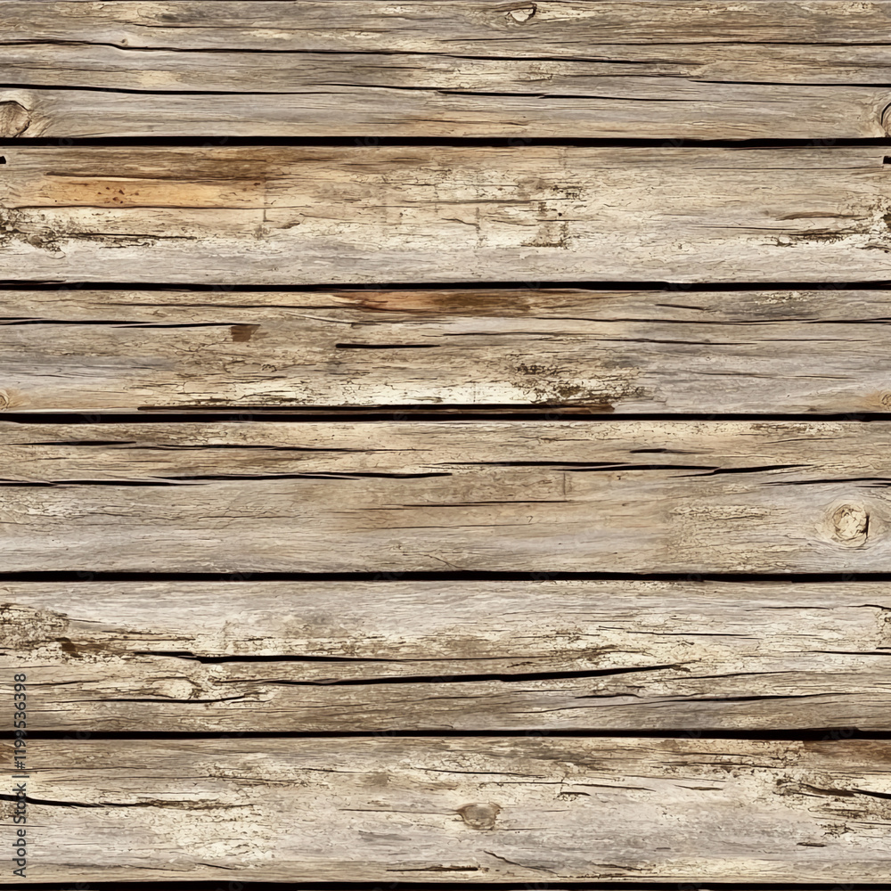 Weathered wooden plank texture with natural cracks and rustic grain details Weathered wooden plank texture with natural cracks and rustic grain details