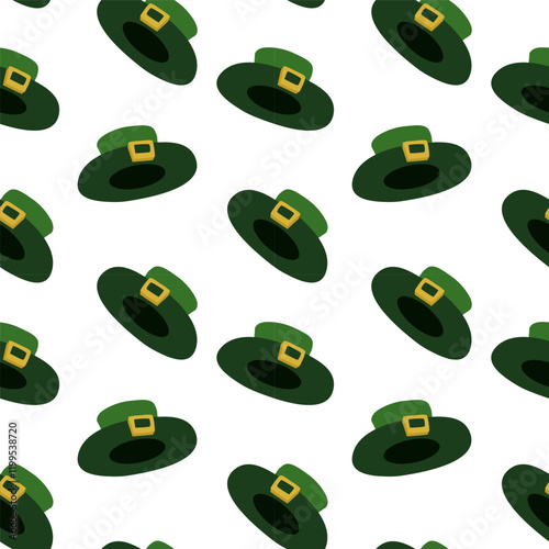 Celebratory symbols of St. Patrick s Day with green hats flat design