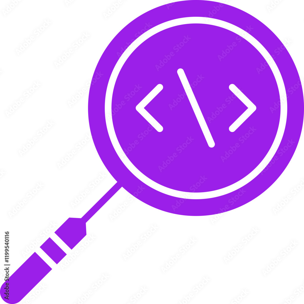 Search Code icon single vector illustration Search Code icon single vector illustration