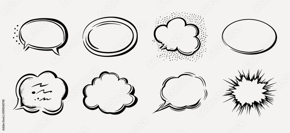 Fototapeta premium Doodle speech bubble illustration set vector