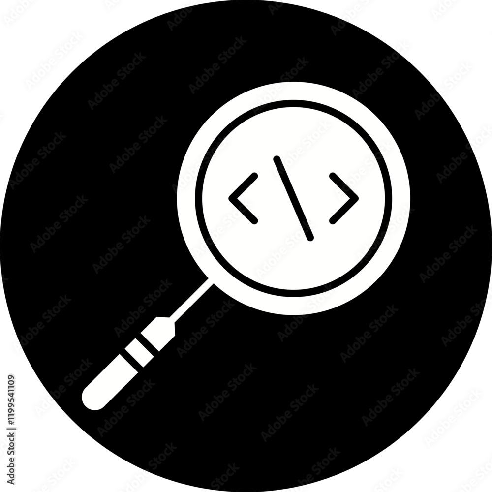 Search Code icon single vector illustration Search Code icon single vector illustration