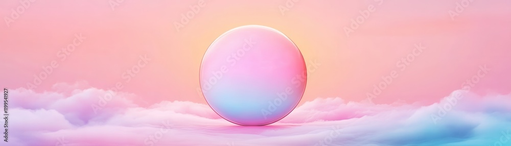 A serene pastel landscape with a glowing orb surrounded by soft clouds. A serene pastel landscape with a glowing orb surrounded by soft clouds.