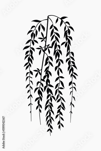 Elegant willow branch silhouette art vector