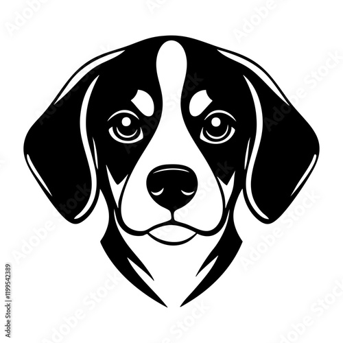 Stylized black-and-white dog illustration vector