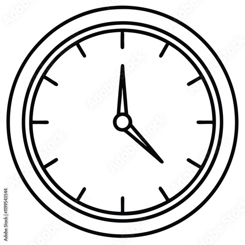 A round wall clock with bold numbers and clock hands pointing to 1010, clean vector design (14).eps