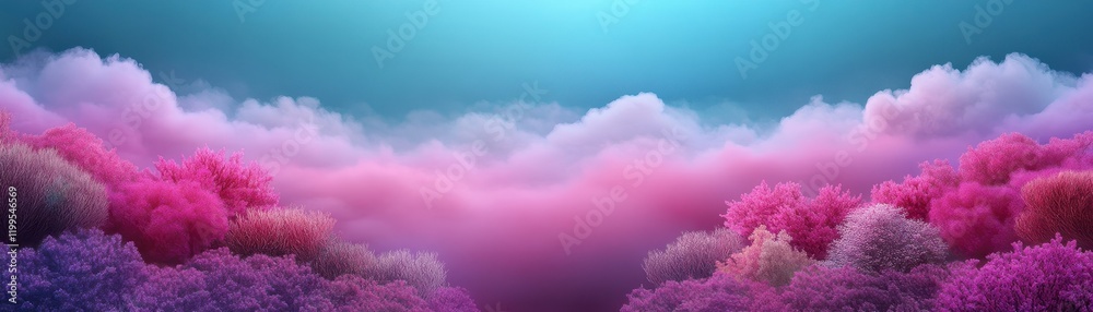 Vibrant clouds in shades of pink and blue create a stunning, dreamlike landscape. Vibrant clouds in shades of pink and blue create a stunning, dreamlike landscape.
