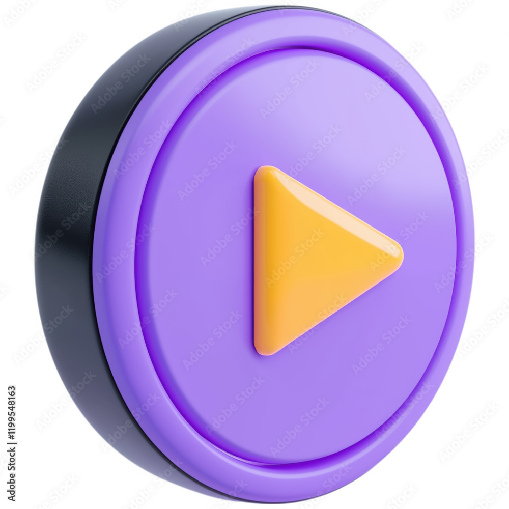 Bright play button icon against a white background suitable for digital media applications Bright play button icon against a white background suitable for digital media applications