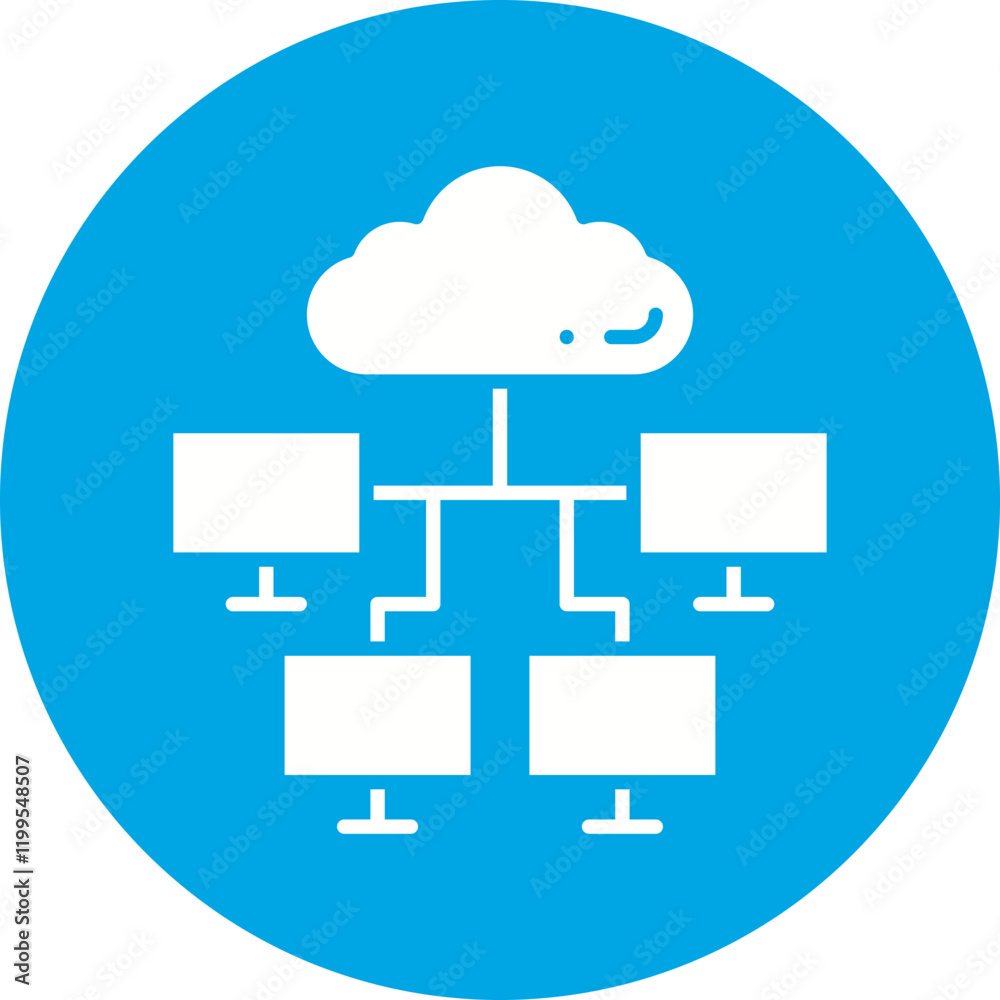 Cloud and Connected Computers icon single vector illustration Cloud and Connected Computers icon single vector illustration