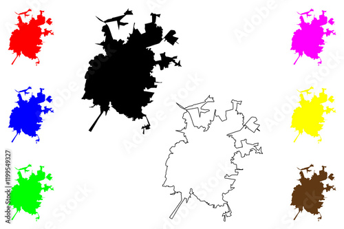 Montes Claros city (Federative Republic of Brazil, Minas Gerais state) map vector illustration, scribble sketch Montes Claros map