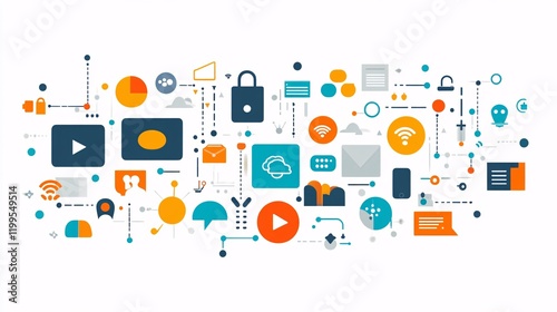 Creative representation of IT solutions, with cutting-edge technology icons and digital elements, highlighting modern business advancements.