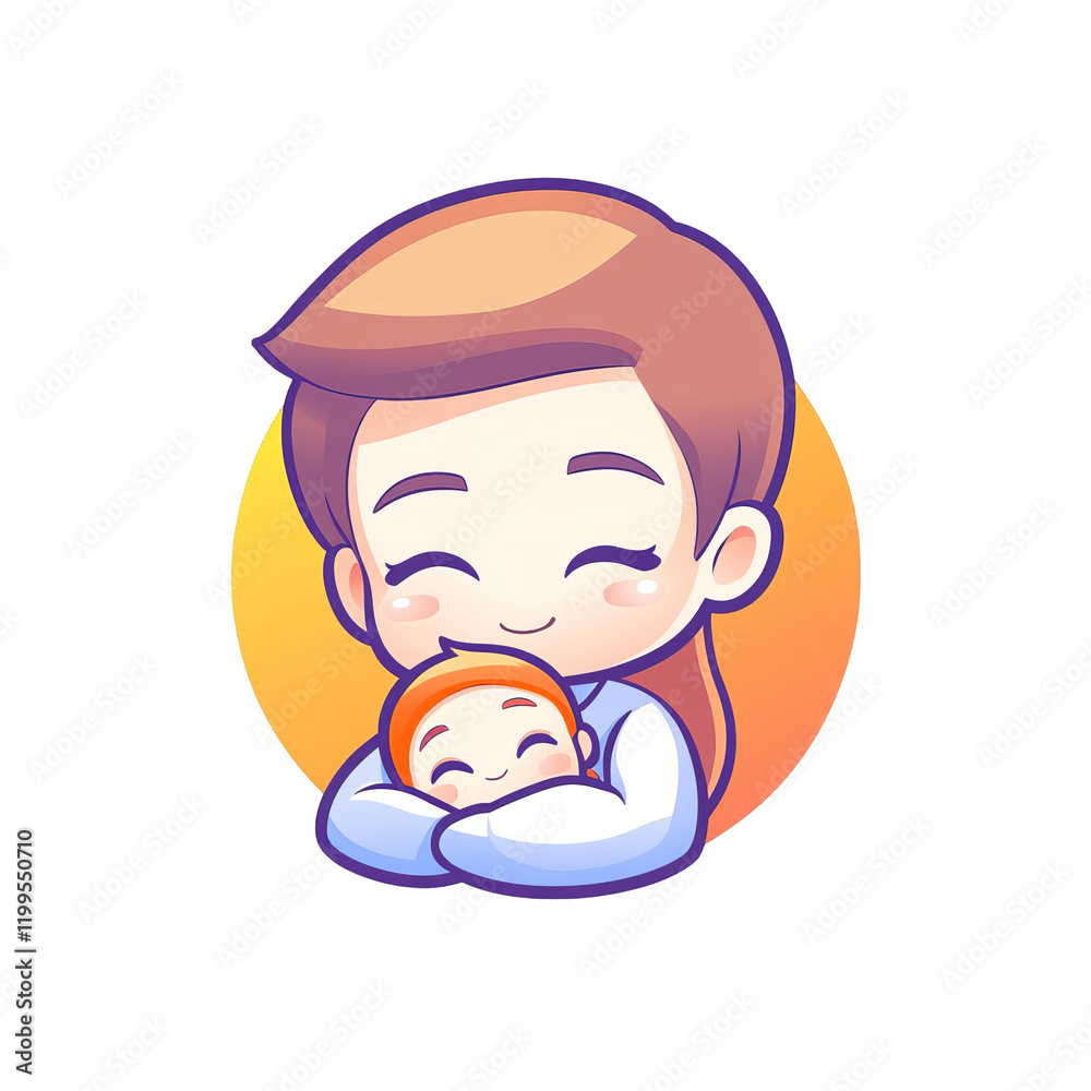 Caring mother embracing baby digital artwork warm background illustrative style close-up view family love concept Caring mother embracing baby digital artwork warm background illustrative style close-up view family love concept