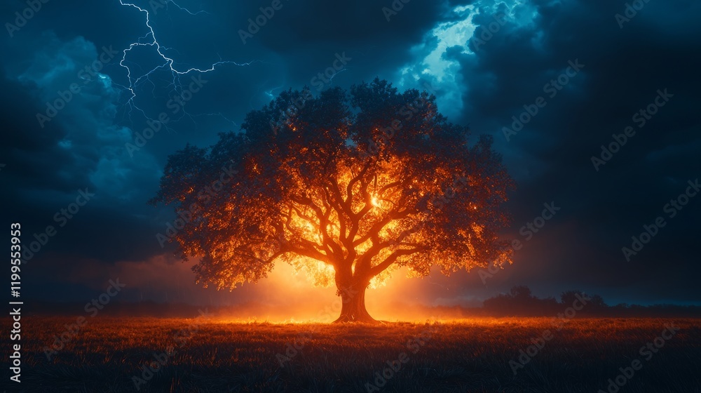 Majestic Tree Illuminated by Lightning Strike Majestic Tree Illuminated by Lightning Strike
