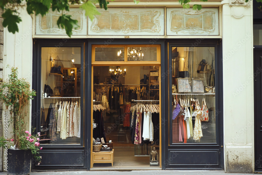 Obraz premium parisian storefront boutique template