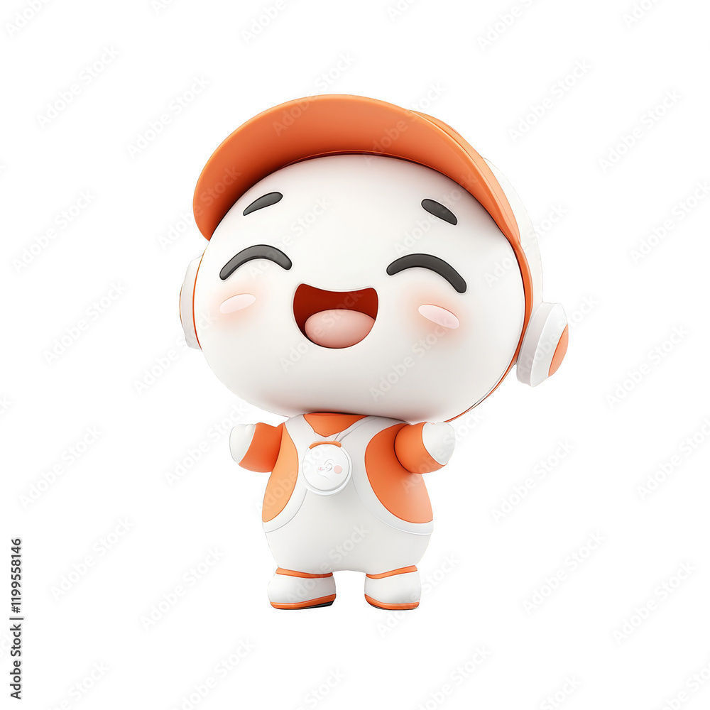 Naklejka premium Cheerful animated character playful scene cartoon style bright colors close-up view joyful expression for kids
