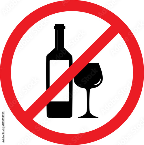 Forbidden sign no alcohol allowed beyond this point. Illustration made January 16th, 2024, Zurich, Switzerland.