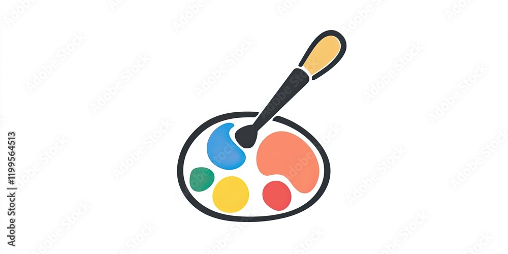 A simple and modern painter icon featuring a paintbrush and palette, representing an art studio or business. A simple and modern painter icon featuring a paintbrush and palette, representing an art studio or business.