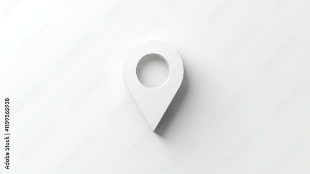 White 3D location pin on white background. White 3D location pin on white background.