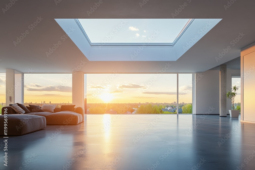 Fototapeta premium skylight window at modern apartment --ar 3:2 --style raw --v 6.1 Job ID: b25aa368-c93e-4392-96be-e97398747058