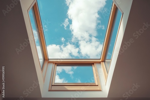 skylight window at modern apartment --ar 3:2 --style raw --v 6.1 Job ID: b25aa368-c93e-4392-96be-e97398747058 photo