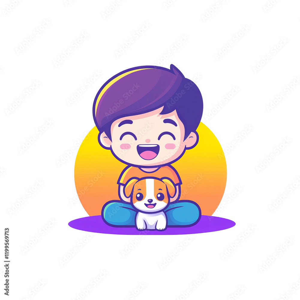Playful child and dog bonding bright background digital art whimsical design cheerful atmosphere friendship theme Playful child and dog bonding bright background digital art whimsical design cheerful atmosphere friendship theme