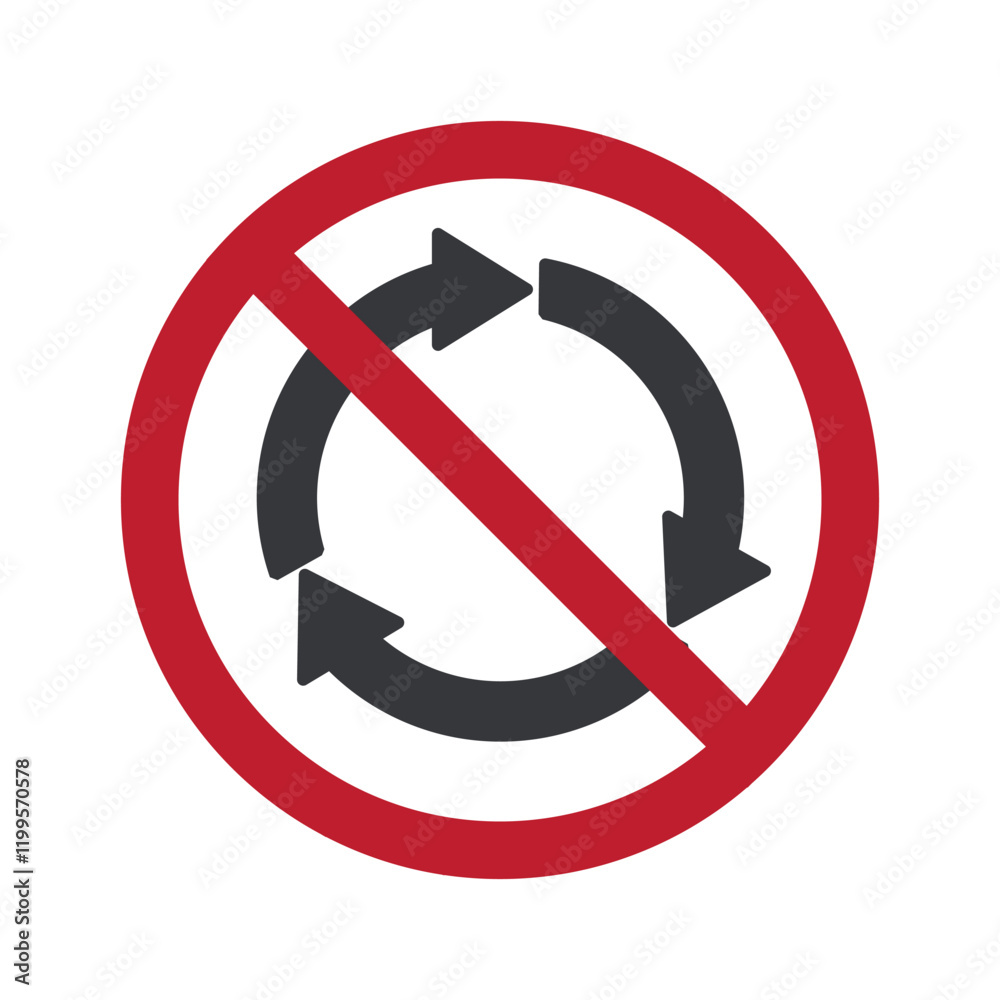 Isolated prohibition traffic sign, do not turn around driving, directional sign Isolated prohibition traffic sign, do not turn around driving, directional sign