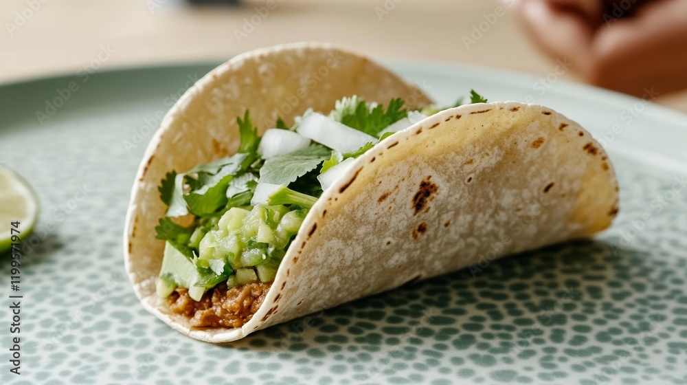 Elegant A close up of a hand holding a taco filled with vibrant ingredients with a background of a lively Cinco de Mayo fiesta and people dancing Elegant A close up of a hand holding a taco filled with vibrant ingredients with a background of a lively Cinco de Mayo fiesta and people dancing