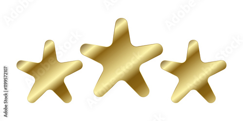 Set of three luxury stars with five eages bright on white background, icon, star symbol, shape, object, star element, a premuim star icon concept vector, illustration