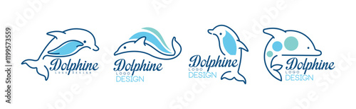 Dolphin Logo Design and Graphic Branding Element Vector Set