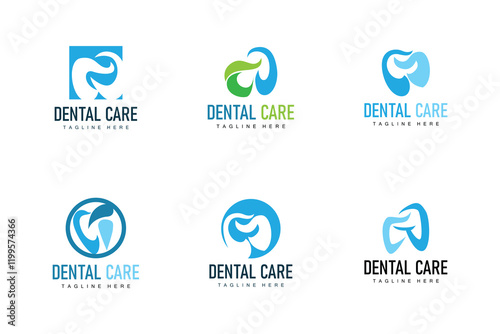 Dental health logo design caring for teeth illustrator template