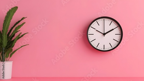 Antique Analog Clock Ticking on Pastel Nostalgic Wall,3D photo