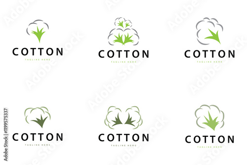 cotton logo design flower soft cotton organic plant textile material clothing illustration template